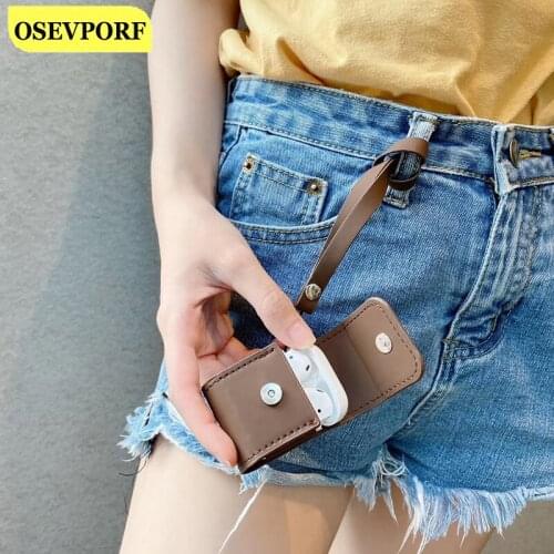 Creative Leather Small Case For Apple Airpods1/2 Pro Protective Cover Wireless Bluetooth Headset Box Couples Soft Wristband Bags