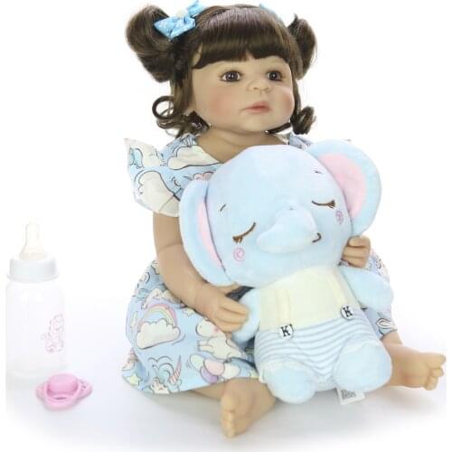 Bebes doll with Reborn baby doll 22 "55cm baby simulation, silicone girl, colorful skirt, childrens holiday gift