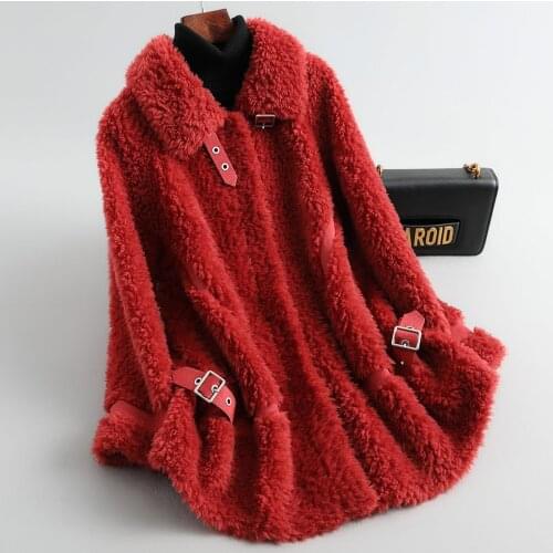 Locomotive Lamb Wool Sheep Shearing Coat Female Office Lady Solid One Fur Jacket Winter Multi Color Medium Loose Warm Outwear