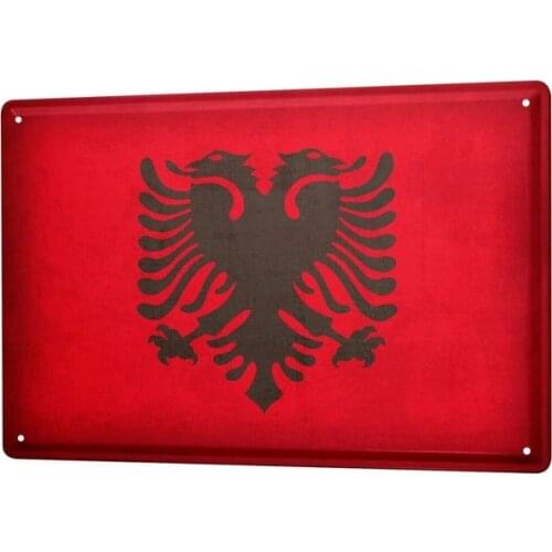 LEotiE SINCE 2004 Tin Sign Metal Plate Decorative Sign Home Decor Plaques Adventurer Albania Flag