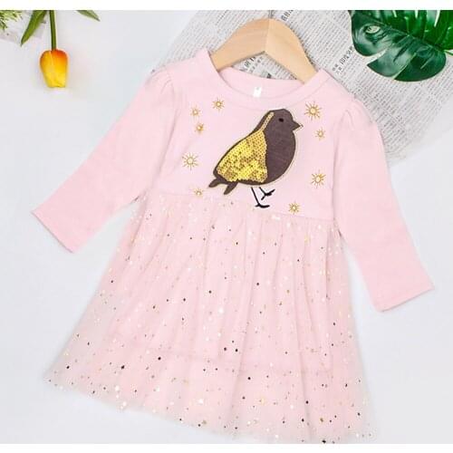 KEAIYOUHUO Summer Girls Long Sleeve Dresses Printing Cute Kids Party For Girls Princess Dress Tops Clothes Baby Girls Dresses