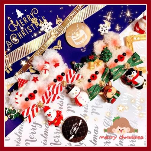 Bear Christmas gift hair lovely bowknot ornaments plush hand as a brooch pin