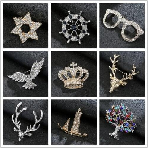 Fashion Delicate animal Brooches Korean Trendy Zinc Alloy Imitation Rhinestone big Brooch Badge Pin Women Man Gifts Accessories