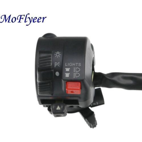 MoFlyeer 7/8" Motorcycle Handlebar Switch Assembly Engine Electric Start Kill Horn Headlight Fog Light Push Button Switches