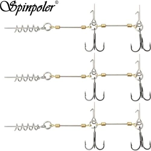 Spinpoler Softbait Spiral Stingers for Rubber Fish Fishing Rig set systerm Cork Screw Shad 2 treble hooks Pike Bass Perch Tackle