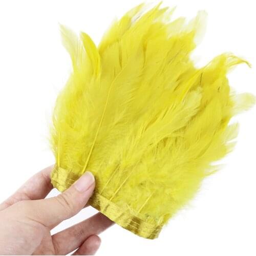 5 meter Natural Chicken Feathers Ribbon Fringe Dyed Feather Trims for Diy Dress Clothing Accessory Decoration Crafts Plumes