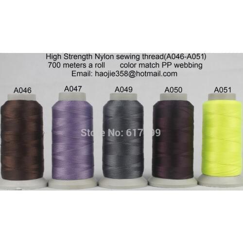 700 meters a roll High Tenacity Nylon sewing threads (A046-A051) color match PP webbing (5 rolls a pack)