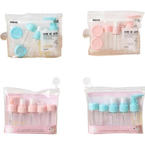 New Portable Transparent Travel Cosmetic Bottle Points Bottling 7/9pcs Sets Dropshipping Beauty Makeup 10