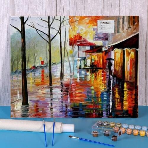 November In Paris Coloring By Numbers Painting Complete Kit Acrylic Paints 40*50 Paiting By Numbers Paintings Adults Art