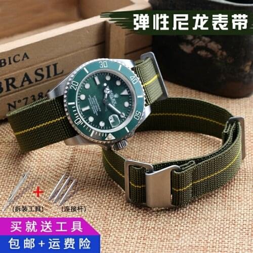 60s French Army NATO Parachute Elastic Nylon Watchband For Seiko For Tudor NATO Rolex Watch Strap 18mm 20mm 22mm