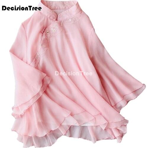 2021 chinese traditional clothing women classic print tang suit qipao shirts hanfu ethnic vintage party chinese cheongsam blouse