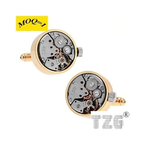 TZG09803 Clock Mechanism Cufflink Cuff Link 1 Pair Free Shipping Promotion
