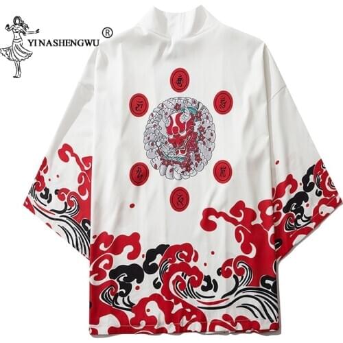Japanese Yukata Kimono Samurai Style Woman Printed Harajuku Men Cardigan Tops Shirt Summer Sunscreen Kimonos Beach Coat Jacket