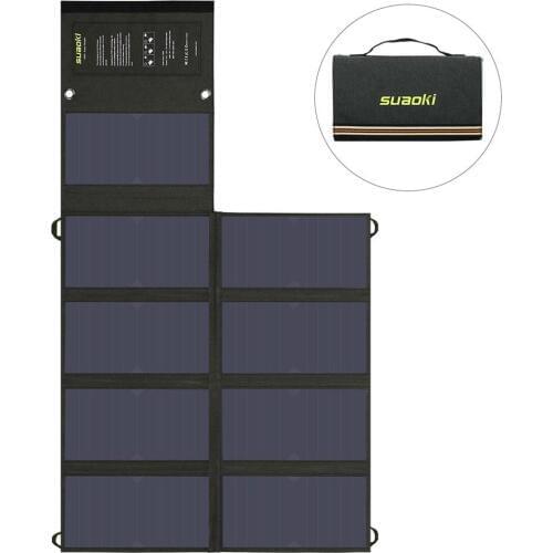 Suaoki 60W Solar Panel Charger in DC 18V/3A/USB 5V/2A Max Dual Outputs Foldable Car Charger for Smartphones Laptops Car Battery