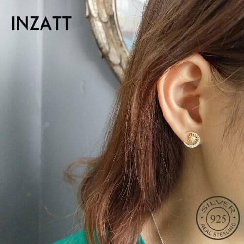 INZATT Real 925 Sterling Silver Exquisite Zircon Star Stud Earrings For Fashion Women Party Cute Fine Jewelry 2019 Accessories