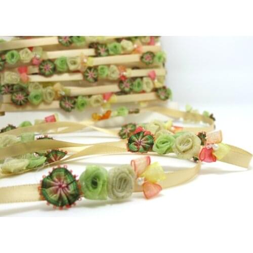 Gold Flower Rococo Ribbon Trim|Decorative Floral Satin Ribbon|Scrapbook Materials|Clothing|Decor|Craft Supplies