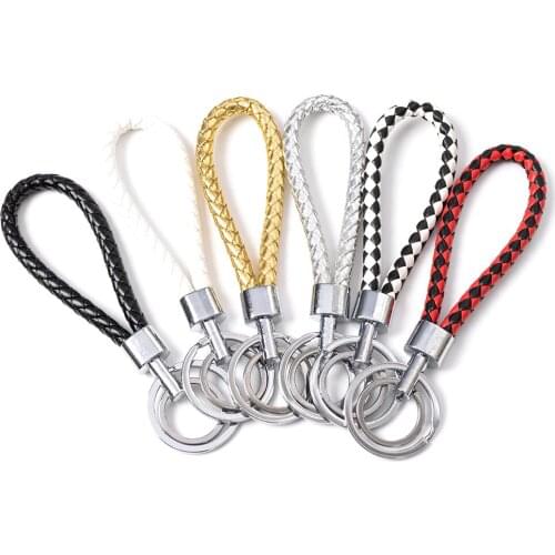 1pcs diy handmade leather rope braided keychain metal keychain key chain men and women keychain key set car keychain