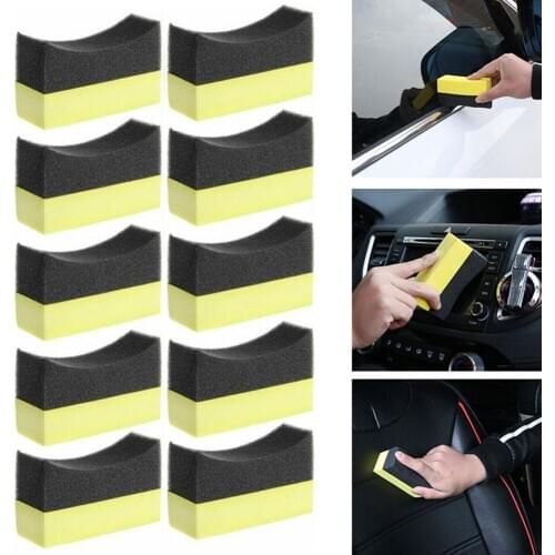 10 Pcs Car Professional Tyre Tire Dressing Applicator Foam Sponge Pad Wholesale Curved V2C7