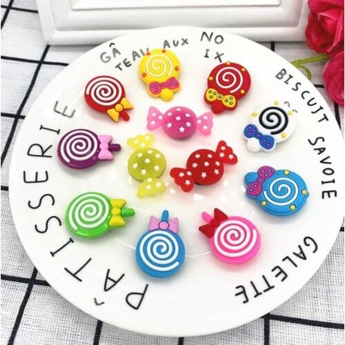 2021 Kawaii Cartoon Lollipop Candy Pattern Jibz PVC Shoe Charm Decoration For Womens Croc Shoe DIY Accessories Kids X-mas Gifts