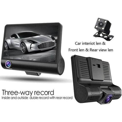 4" Car DVR Dash Cam 3 Lens Front and Rear Video Recorder Camera G-sensor Tracker