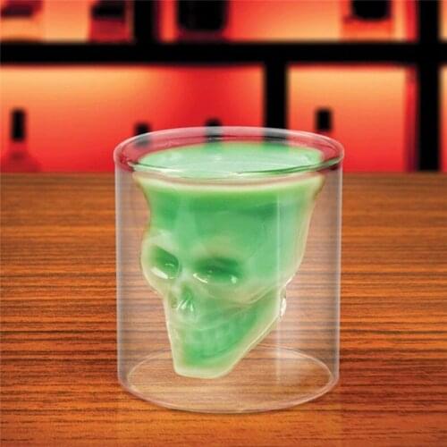 4pc/Set Skull Head Cup Double Layer Coffee Whiskey Vodka Wine Mug Travel Cute Christmas Mugs Tumbler Shot Glass Milk Cup In Bulk