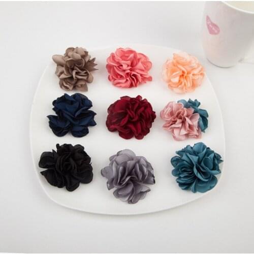 5cm Fabric Chiffon Rosette Flowers DIY Boutique Blossom Hair Flower Without Clips Girl Headband Accessories