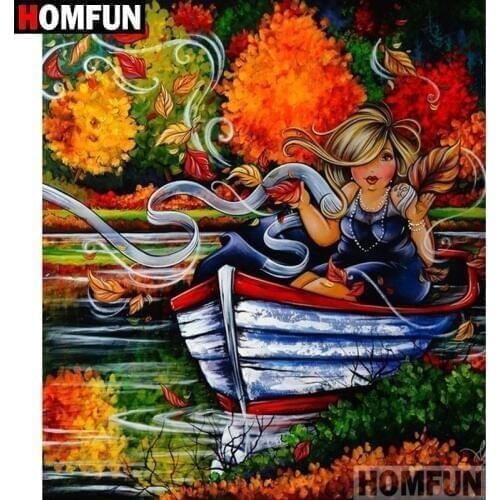 HOMFUN 5D DIY Diamond Painting Full Square/Round Drill "Cartoon fat woman" Embroidery Cross Stitch Mosaic Home Decor Gift A09455