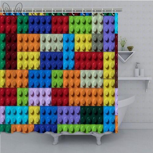 Aplysia Colorful Lego Blocks Shower Curtain Fashionable Waterproof Eco-friendly Polyester Bathroom Curtain Bathing Cover