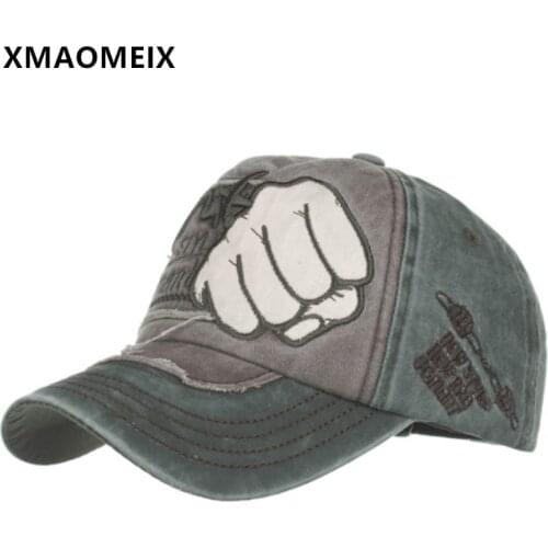 XMAOMEIX Adjustable Size Men Women Washed Cotton Baseball Cap Snapback Cap Novelty Retro Letter Embroidery Sports Cap Couple Hat