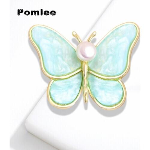 Pomlee Opal Butterfly Brooch for Women Pearlescent Pearl Broches Fashion Bijouterie Wedding Jewelry Broche Femme Bijoux De Luxe