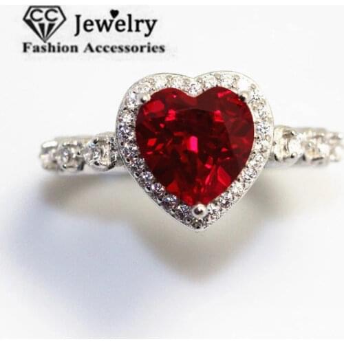 CC Wedding Rings For Women 925 Silver Bridal Engagement Ring Red Heart Cubic Zirconia Elegant Luxury Bijoux Drop Shipping CC917