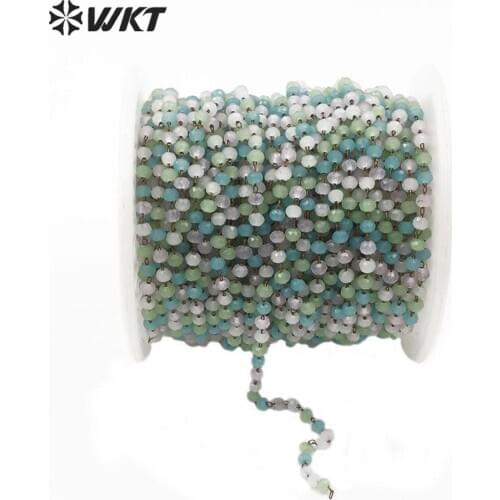 WT-RBC137 3mm colorful populared tiny beads chain women handmake charm beads crystal chain sell by roll 5 meters