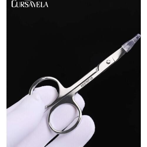 Cursavela Professional Scissor Stainless Steel Eyebrow Nose Eyelash Scissors Curved Makeup Tool Beauty Eyelashes Tweezer Vendor