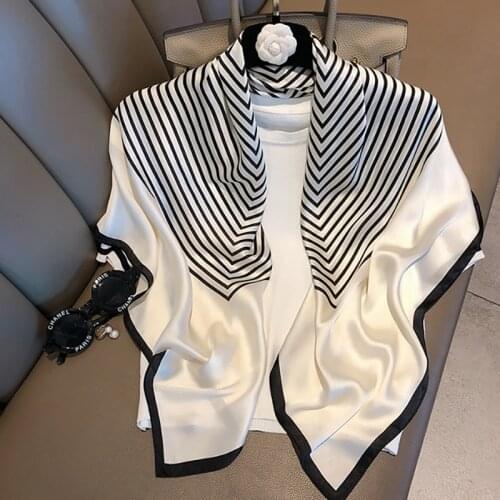 90*90cm Design Scarves for Women Shawl Print Silk Feeling Hijab Scarf Neckerchief Female Bandana Square Foulard Ladies Wrap 2021