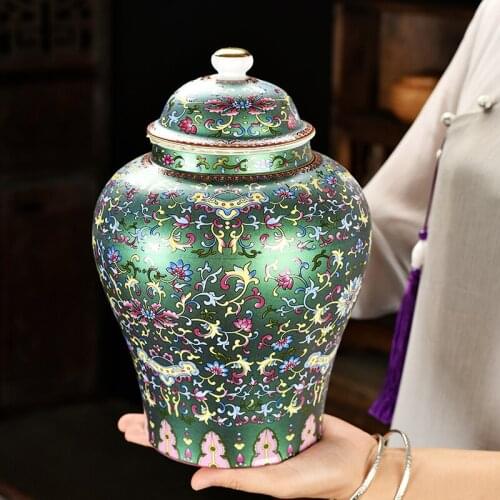 Enamel Plated Ceramic Tea Caddy with Lid Moisture-proof Sealed Storage Jar Blue and White Porcelain Kitchen Storage Jar Decor