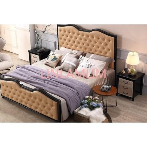 Europe and America Genuine leather bed frame Soft Beds Home Bedroom Furniture cama muebles de dormitorio / camas quarto 1.8*2 m