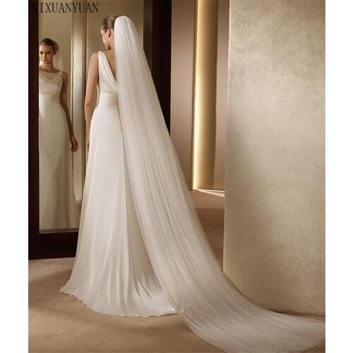 2021 Elegant Wedding Veil 3 Meters Long Soft Bridal Veils With Comb 2 layers Ivory White Color Bride Wedding Accessories