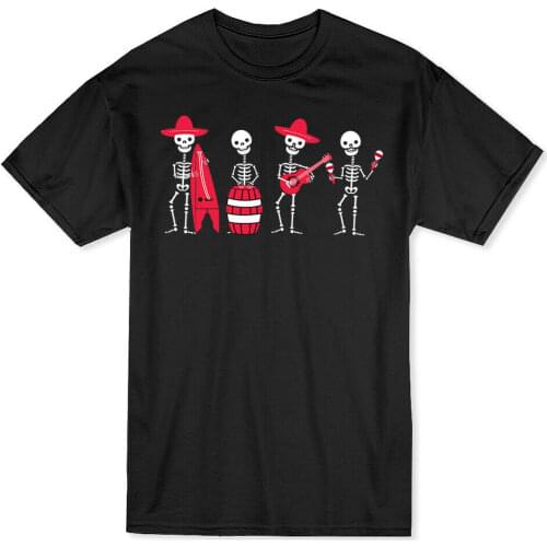 Musician Skeleton Graphic Mens Black T-Shirt Cotton O-Neck Short Sleeve Mens T Shirt New Size S-3XL
