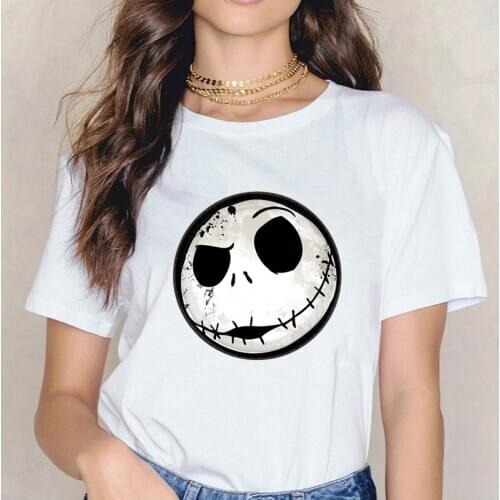 Halloween Pumpkin Smiley Tshirt Woman Funny Tee Top Female White Woman T Shirt