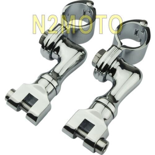 Chrome Longhorn Offset Adjustable Lockable Foot Peg Mount 1" 1 1/4" 1 1/2" for Triumph / Bobber / Chopper / Cafe Racer