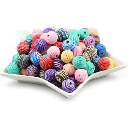 JHNBY 15mm Big Round Polymer Clay Beads Jewelry Making Diy Handmade Spacer Perles Random Spiral Pattern Beads Wholesale