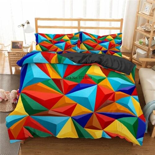 3D Colored Building Blocks Digital Printed Bedding Set Creative Down Bedding Cover Pillowcase 2/3 Piece Bedding Set