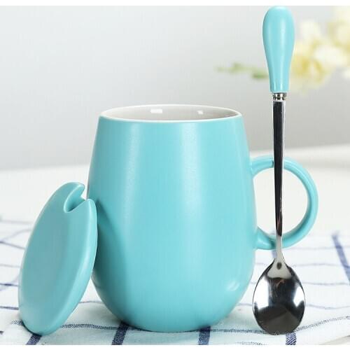 Mug Ceramic Egg Shape Cup Coffee Cup Ceramic With Lid Spoon 400ml