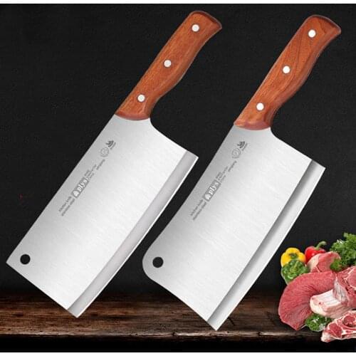 Stainless Steel Kitchen Knife Household Wooden Handle Slicing Knife Set Chopping Cleaver Chef Super Sharp Meat Slicing Knife