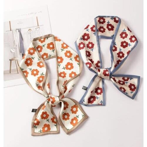 Summer Fashion Silk Scarf Women Luxury Shawls Office Small Hair Neck Hijabs Basic Foulard Scarves PJ136