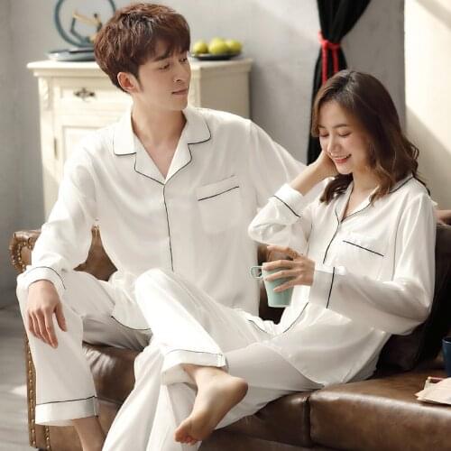Summer Satin Pyjamas for Women Lovers Sleepwears Satin Pj Set Men Nightwear Homewear Thin Pyjama Homme Couple Pijamas Femme