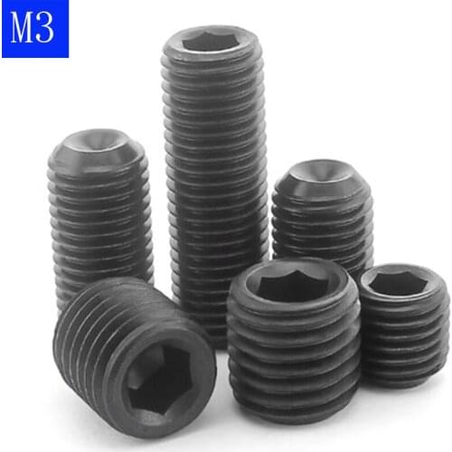 M3 x 0.5 - 3mm Black 304 Stainless Steel Allen Cup Point Set Screws Hex Socete bolts DIN 916
