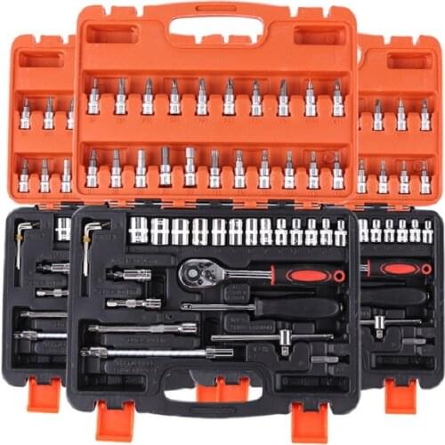 46 Pcs/Set Multifunctionl Ratchet Wrench Set Professional Mechanic Repair Tools Combination Kit with Carry Case for Auto Repair