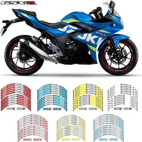 New high quality 12 Pcs Fit Motorcycle Wheel Sticker stripe Reflective Rim For For Suzuki GSX-R GSXR600 750 1000 250 400