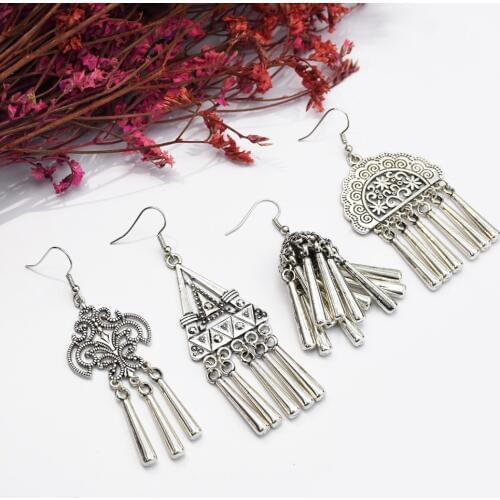 New fashion geometric earrings retro bell national wind tassel earrings Ethnic Retro Dangle Earrings Turkish jewellery earrings